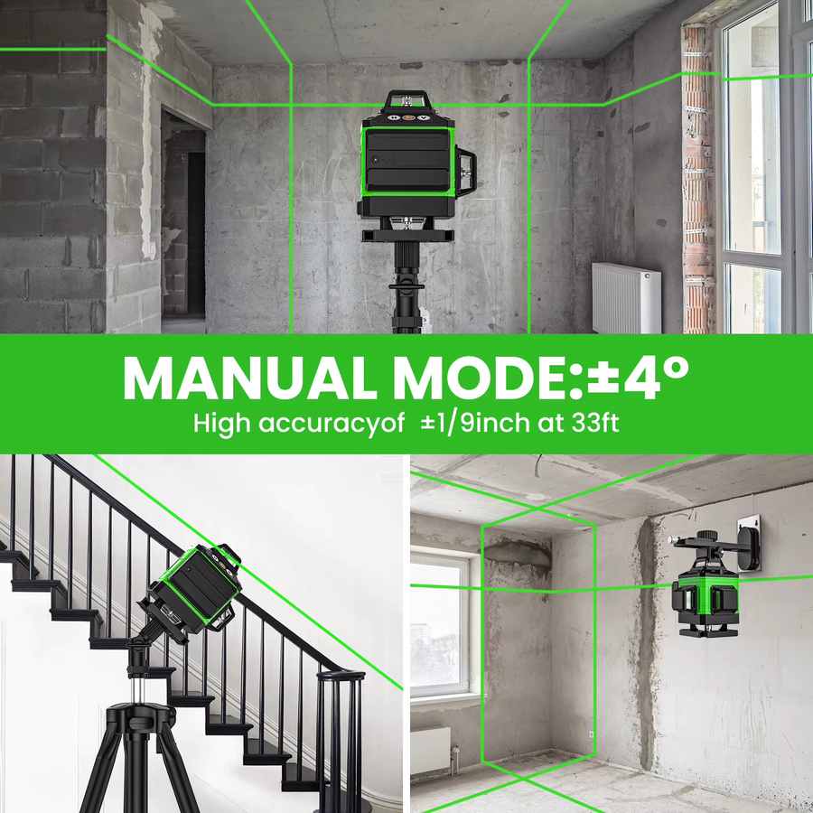 Seeiswork 16-Linien 4D Laser-Nivelliergerät mit grünem Laser, selbstnivellierend, 360 Grad horizontal und vertikal - Bild 2