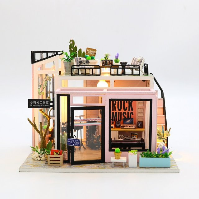 Battoom Puppenhaus Holz Montage Gebäude Modell mit Möbeln - Bild 1