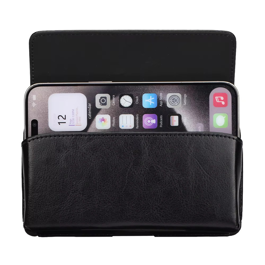 XhaoR Universal Leder Handy Holster mit Gürtelclip in Schwarz für iPhone, Samsung, Huawei und Xiaomi - Bild 3