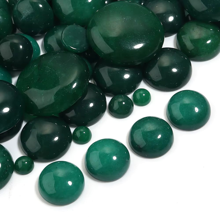 Xinyao Jade Perlen Cabochons, Grün, Rund - Bild 5