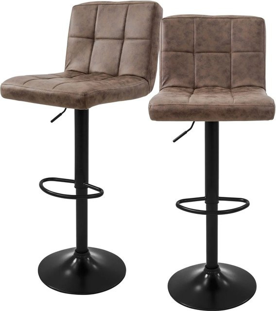 ML-Design Barhocker 2er Set Braun aus Kunstleder mit Rückenlehne und Fußstütze höhenverstellbar - Bild 1