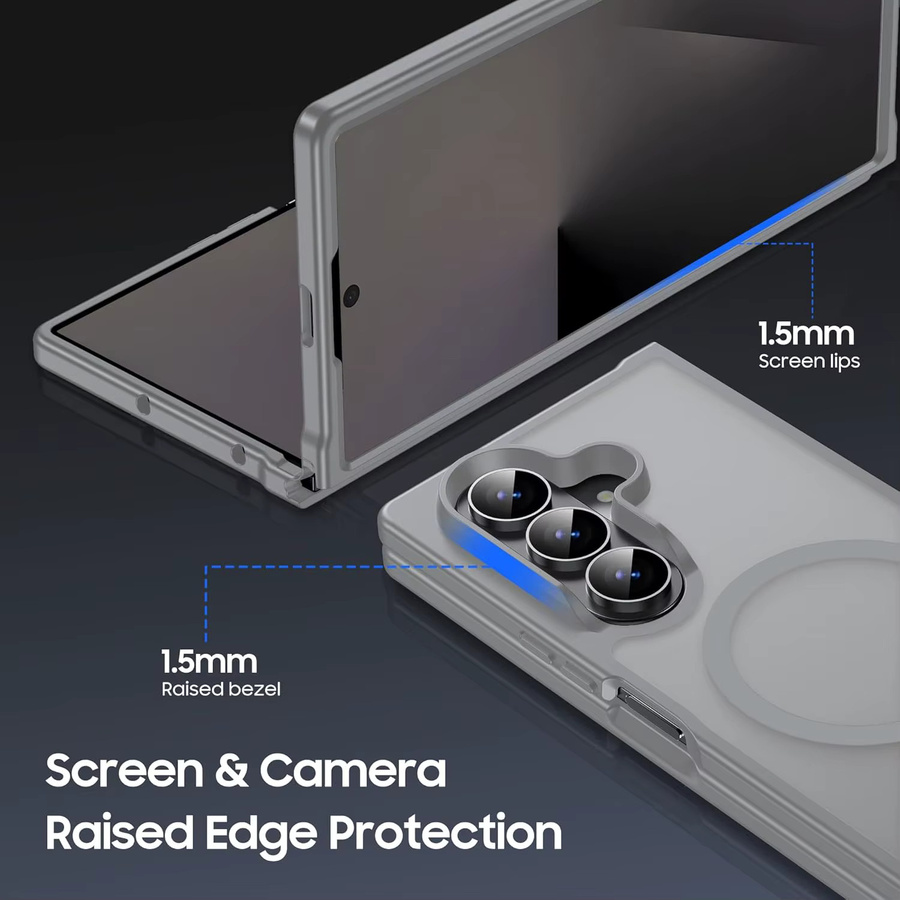 MagSafe Fashion-Hülle für Samsung Galaxy Z Fold 8Ultra, 8, 7 und 6 in Transparent oder Blau mit magnetischer harter Rückseite und weichem Stoßfänger - Bild 3