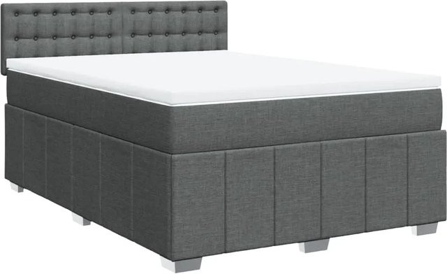 vidaXL Boxspringbett mit Matratze Dunkelgrau B/T/H: 140 x 200 x 100,5 cm - Bild 1