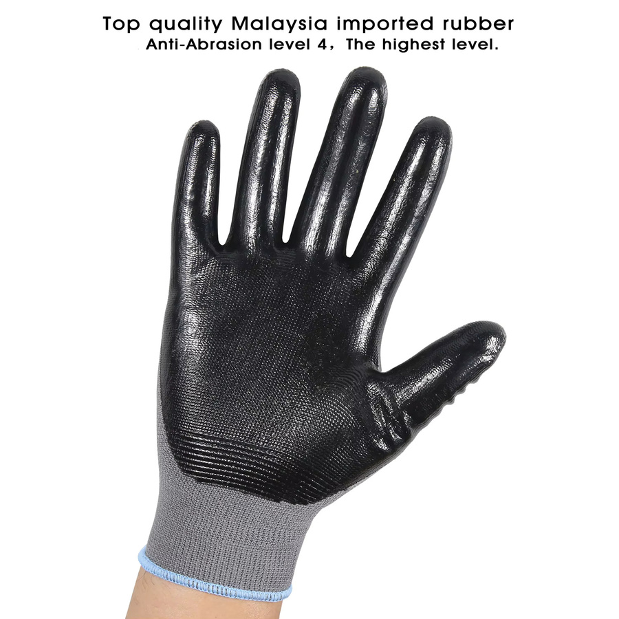 3Paris Nitril-Arbeitshandschuhe für Herren und Damen mit atmungsaktivem Nylon-Innenfutter und abriebfester Nitrilbeschichtung Stufe 4, 45 g - Bild 3