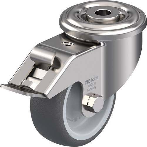 Blickle LEXR-PATH 80G-FI Lenkrolle mit Feststeller aus Edelstahl in Silber und Grau, Rad-Durchmesser: 80 mm, Tragfähigkeit: 150 kg - Bild 1