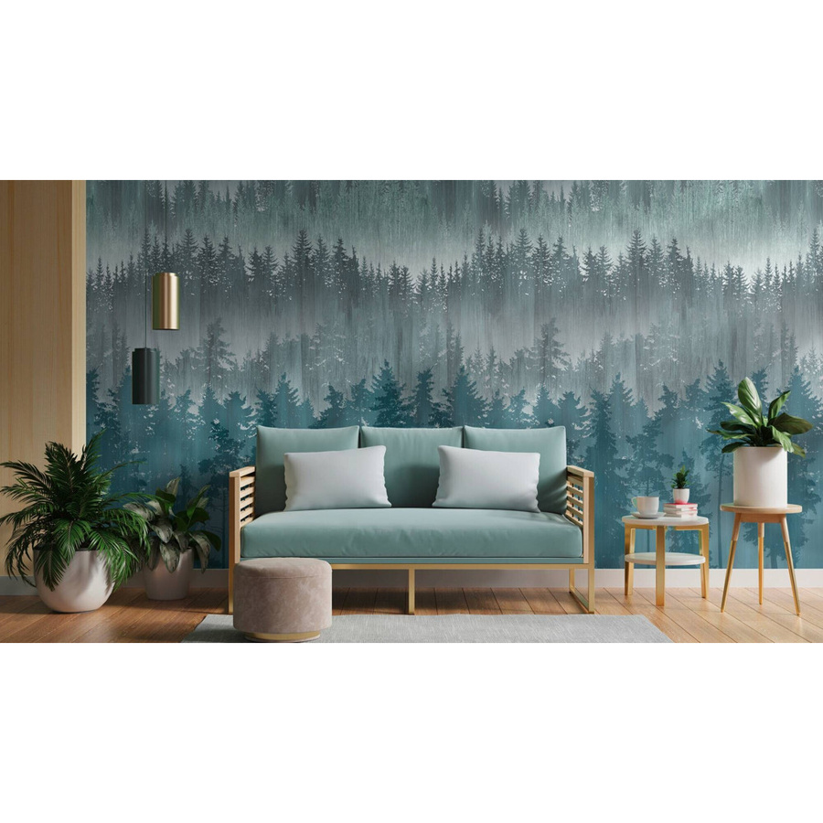 Livingwalls Fototapete Bäume in Grau, Blau und Petrolblau, B/H: 280 x 159 cm - Bild 3