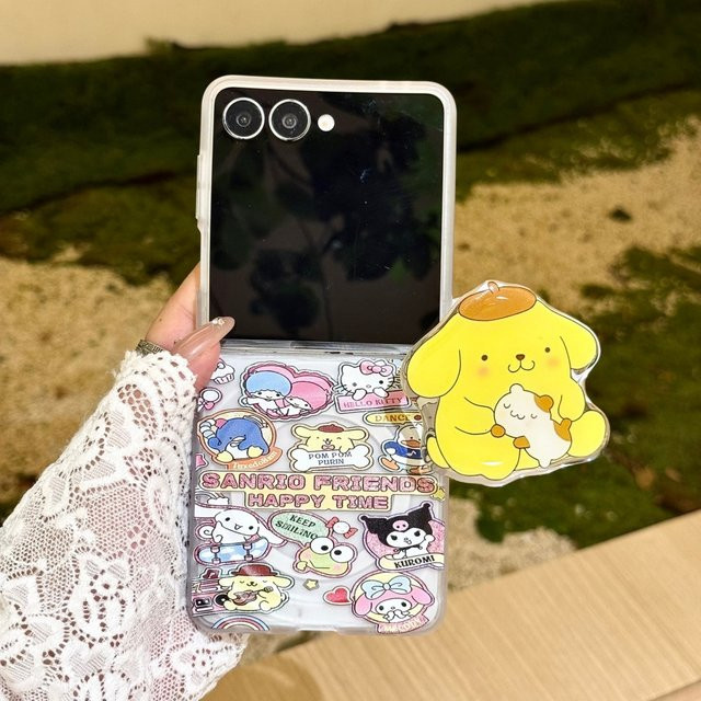 Sanrio Cinnamoroll Magnetische Standhülle für Samsung Galaxy Z Flip 7 6 5 4 3 mit Kette, Multicolor - Bild 1