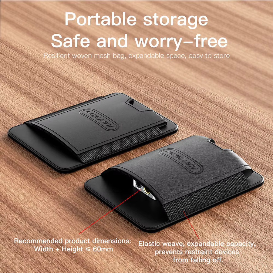 KEYSION Magnet-Kartenhalter aus Leder für MagSafe, elastische Brieftasche in Schwarz - Bild 3