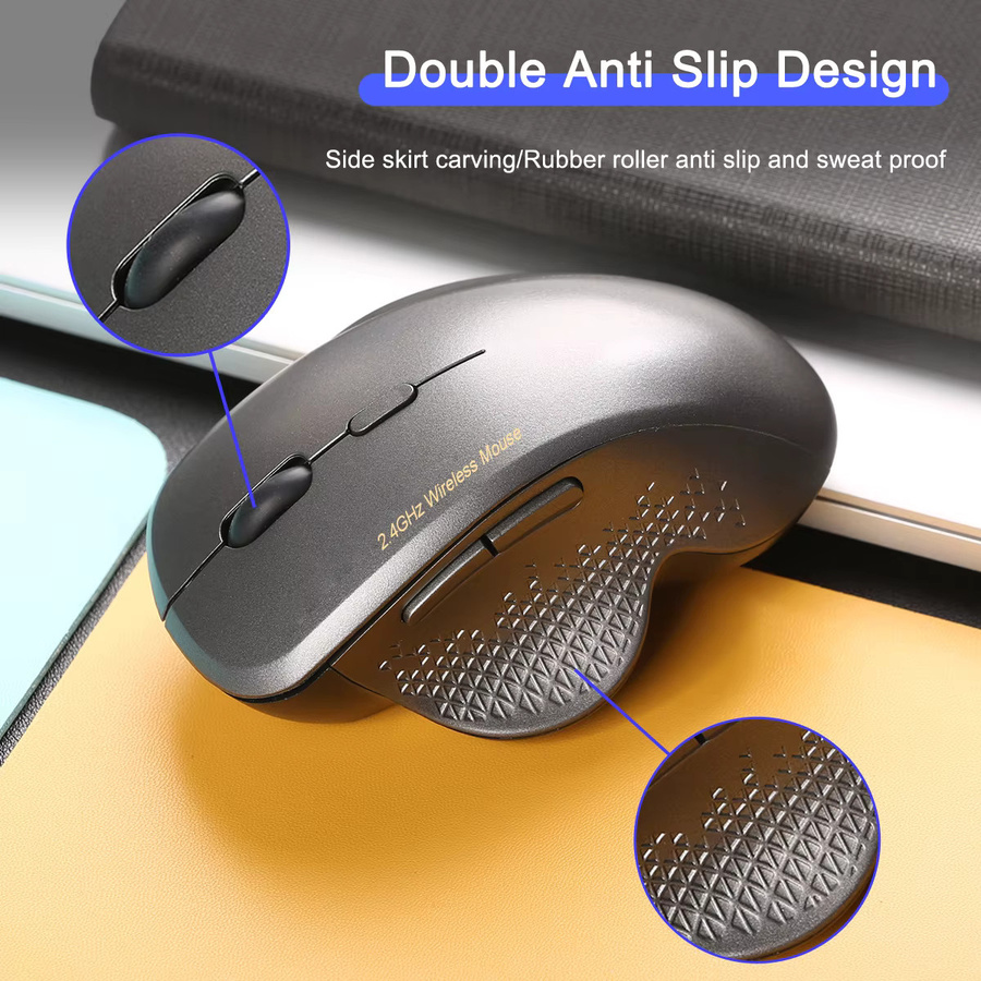 Congdi kabellose 2,4 GHz Computermaus in Grau mit einstellbaren DPI-Stufen und Akku für Notebook und MacBook - Bild 4