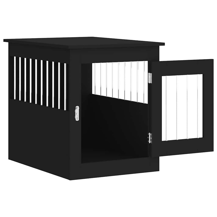 vidaXL Hundekäfig im Möbelstil Schwarz aus Holzwerkstoff und Stahl, B/T/H: 55 x 75 x 65 cm - Bild 3