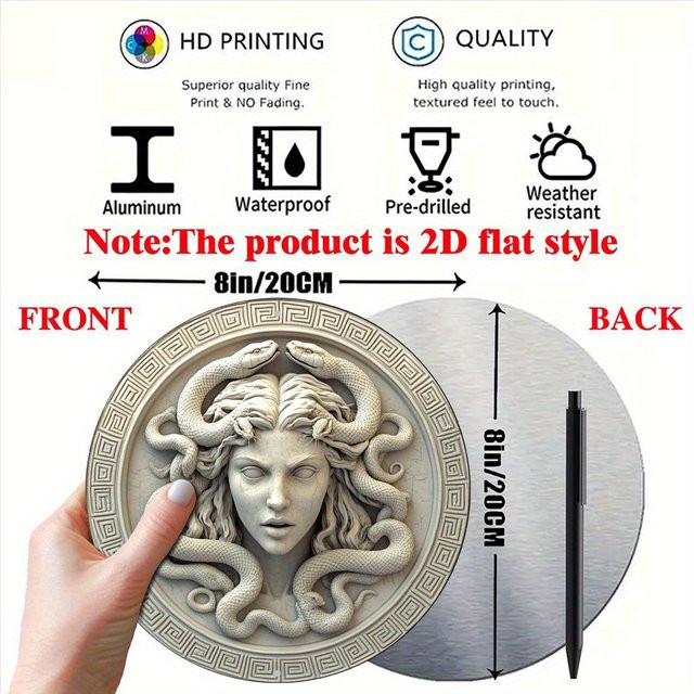 Rundes Aluminiumschild Medusa Vintage-Dekoration von Potdemiel, Durchmesser: 20 cm - Bild 1