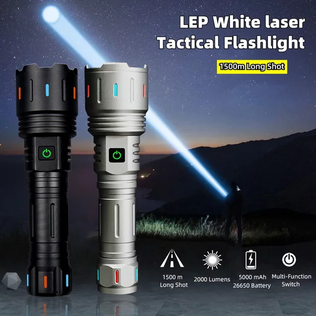 JIASHUAIXIN Taktische LED Taschenlampe mit Powerbank-Funktion und USB-C-Aufladung in Schwarz - Bild 1