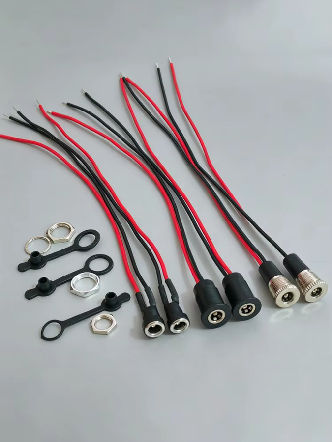 JCD Wasserdichte DC-Strombuchse Weiblicher Einbauanschluss aus Metall mit Mutter und Schnappverschluss, Farbe: Schwarz, Anschluss: D5.5*2.1mm/2.5mm - Bild 2