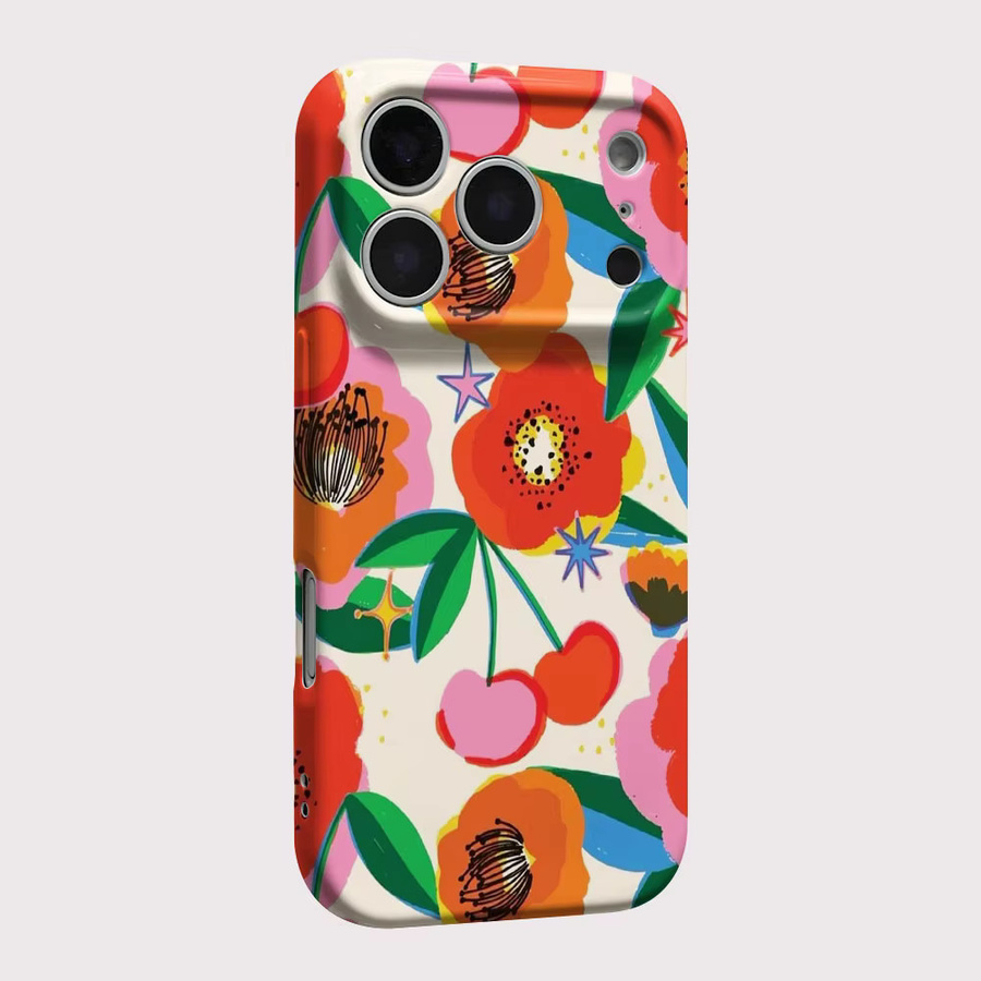 Handyhülle mit buntem Blumen- und Kirschblütenmuster für Apple iPhone Modelle, harte PC-Stoßfängerhülle, Multicolor - Bild 3