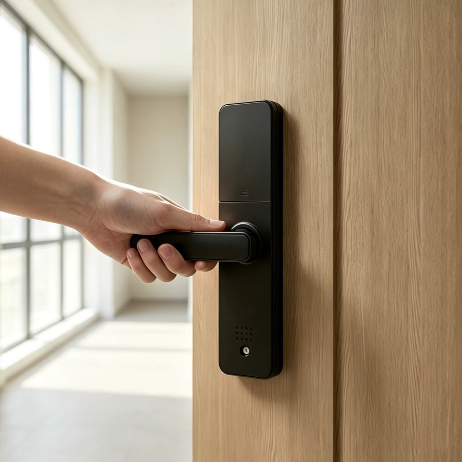 Intelligentes digitales Türschloss aus Aluminiumlegierung mit Fingerabdruck, Passwort und Tuya Wifi für Fernentriegelung, Farbe: Schwarz - Bild 7