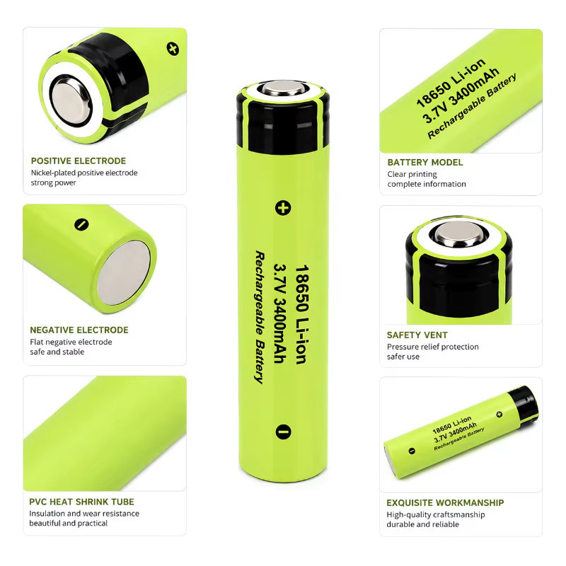 Ryobi 18650 Li-Ionen-Batterie 3,7V mit 3400mAh und Stiftkontakt in Grün - Bild 2