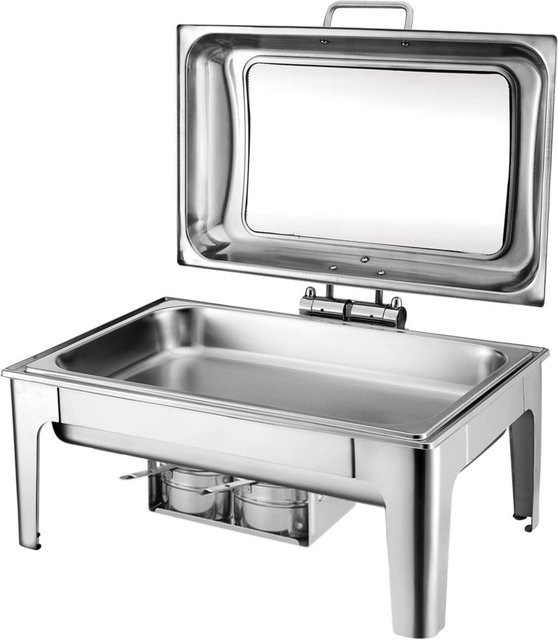 Stalgast Chafing Dish mit Glasdeckel GN 1/1 aus Edelstahl, silber, rechteckig, B/T/H: 57,5 x 48 x 29,5 cm - Bild 1