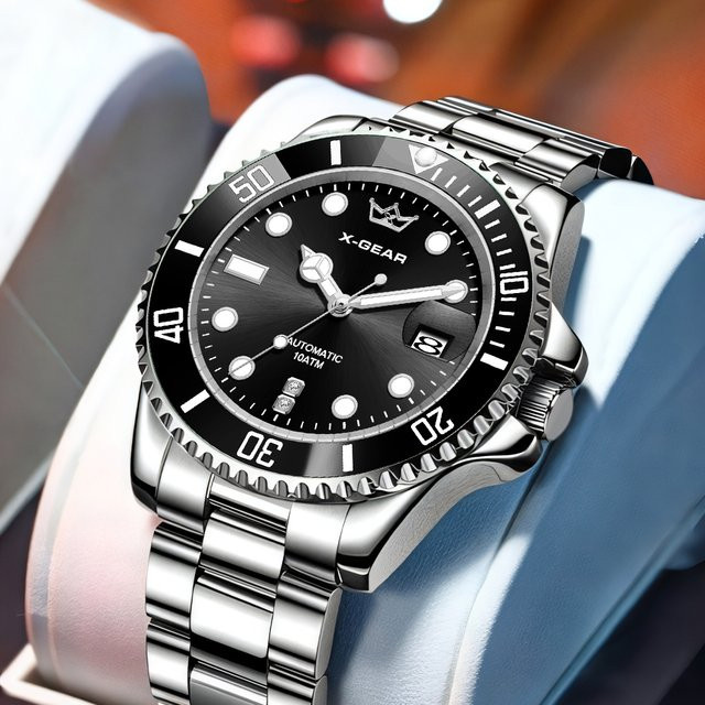 X-GEAR Armbanduhr Edelstahl, Schwarz, Analoguhr, Datum, Herren - Bild 1
