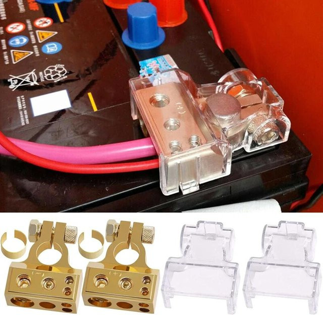 Batteriekopf für Auto-Audio-Modifikationen mit positiven und negativen Anschlüssen in Gold - Bild 1