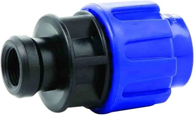Cepex PE-Rohr-Verschraubung Kupplung 20 mm mit 1/2 Zoll Innengewinde aus blauem Kunststoff - Bild 1