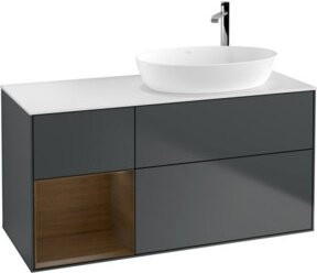 V&B Waschtischunterschrank Finion mit Wandbeleuchtung, Breite: 120 cm, Tiefe: 50,1 cm, Höhe: 50,1 cm, lackiert, matt dunkelblau - Bild 1