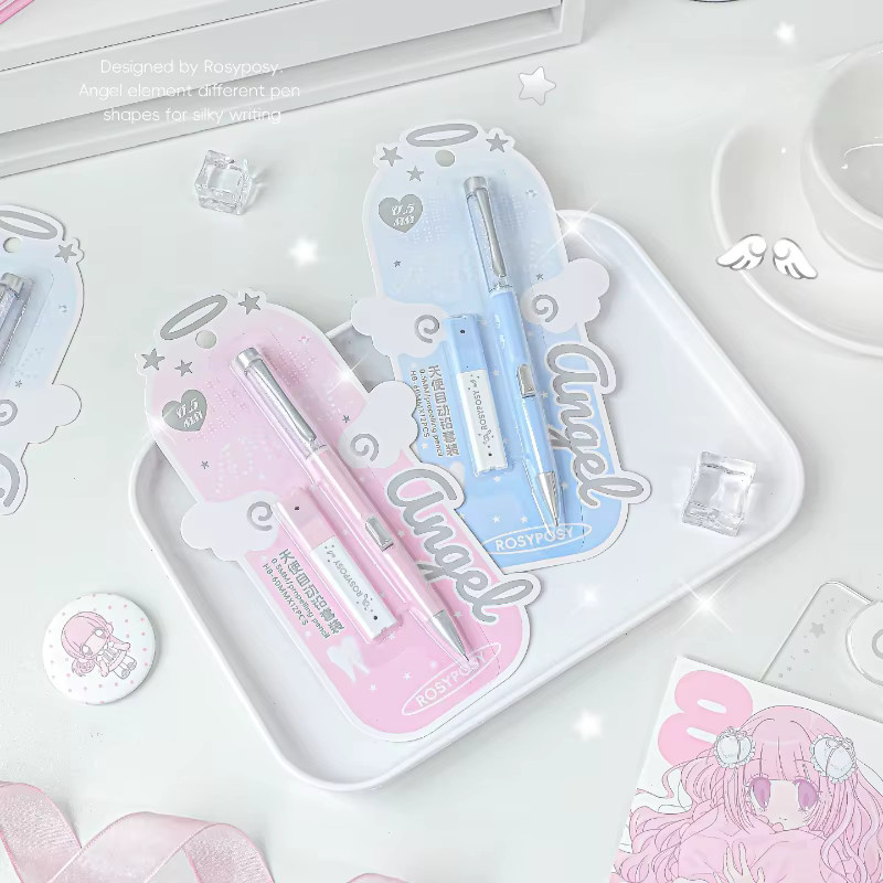 Engel Druckbleistift Set 0,5 mm HB in Pink mit Glitter-Kristall-Design für Schule und Studium - Bild 1