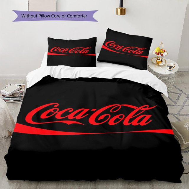 Bettwäsche-Set Dear YuZong mit Cola-Muster in Rot und Schwarz, bestehend aus 1 Bettbezug und 2 Kissenbezügen, B/H: 135 x 200 cm - Bild 1