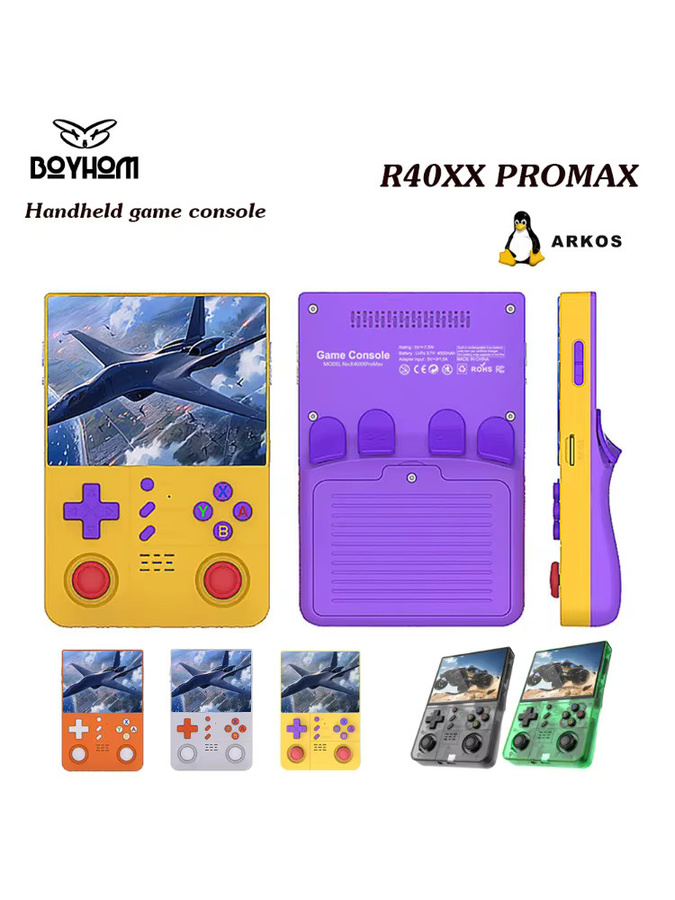 BOYHOM R40XXPROMAX Retro-Handheld Gaming-Gerät mit ARKOS 2.0, 4,2 Zoll HD-IPS-Bildschirm, 4500mAh und WLAN in Gelb oder Lila - Bild 6