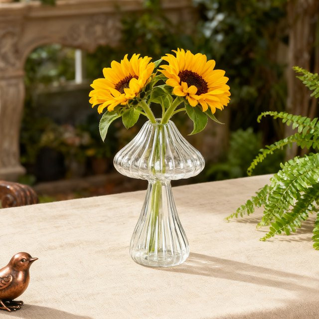 Dekorative Pilzvase aus transparentem Glas in Pilzform für deine Heimdekoration - Bild 1