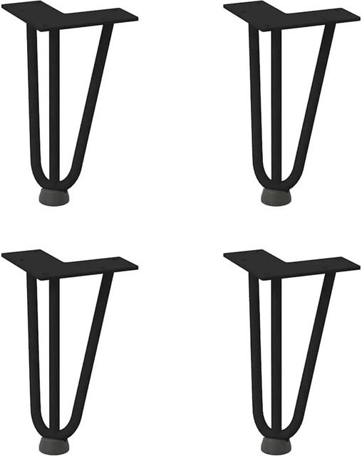 vidaXL Haarnadelbeine für Couchtisch aus Massivstahl, 4 Stück, Schwarz Matt, Höhe: 20 cm - Bild 1