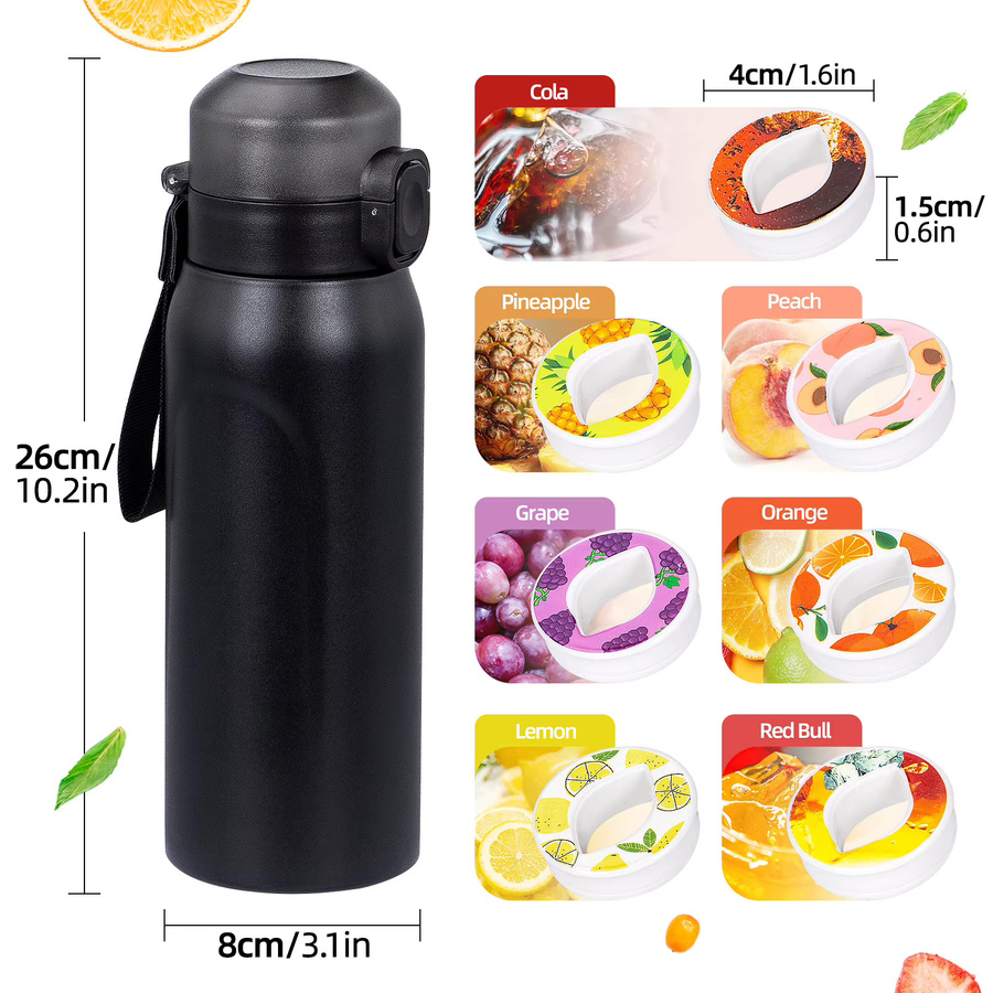 YOCITY Edelstahl-Thermosbecher in Schwarz mit 750 ml Fassungsvermögen, vakuumisolierter Tumbler und Sport-Vakuumflasche mit Flip-Verschluss - Bild 2