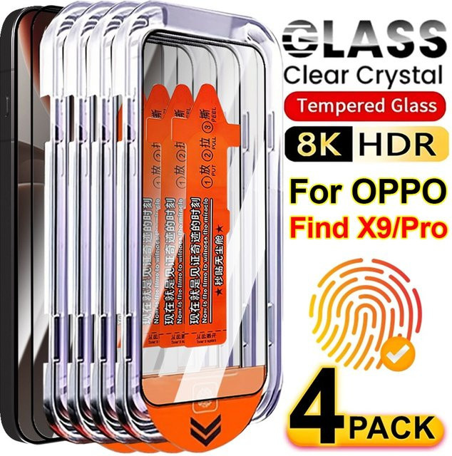 Displayschutzfolien aus gehärtetem Glas für OPPO Find X9 Pro und Find X9, transparent, kratzfest und kompatibel mit Fingerabdruck-Entsperrung - Bild 1