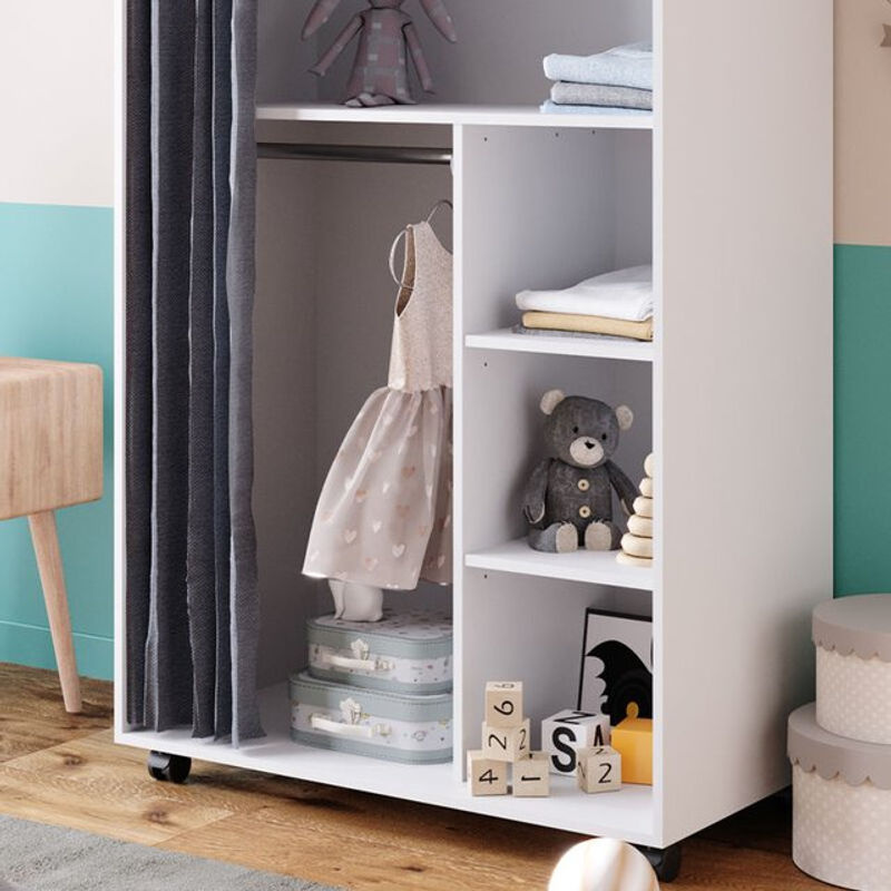 Vicco Kinderkleiderschrank Doros Garderobe Weiß modern B: 100 cm, H: 147 cm - Bild 2