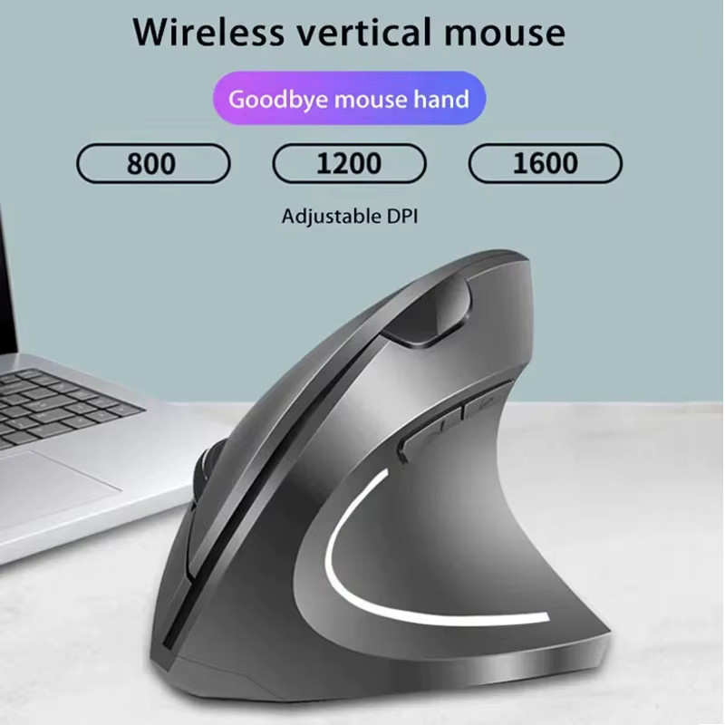 Lenovo Kabellose Vertikale Ergonomische Gaming-Maus in Schwarz, Wiederaufladbare Optische 2,4-GHz-USB-Maus für PC und Laptop - Bild 5
