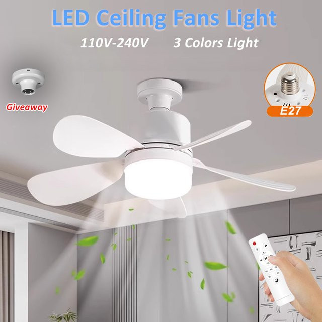 LINYILIGHT LED-Deckenventilatorleuchte in Weiß mit Fernbedienung, dimmbar und 3-farbig einstellbar für das Wohnzimmer - Bild 1