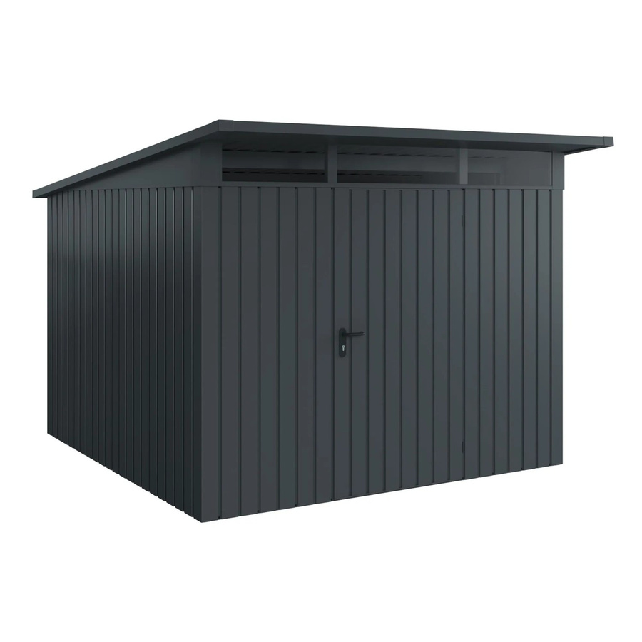 EcoStar Gerätehaus Euroline Pultdach in Anthrazitgrau mit 1-flügliger Tür, B: 277 cm, T: 310 cm - Bild 2
