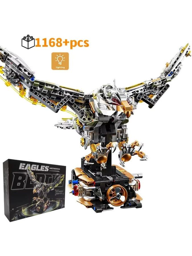 HUATEC Mechanisches Adler Bausteine Set mit Power Motor, Mehrfarbiges MOC Tier Modell Kit aus Kunststoff - Bild 6