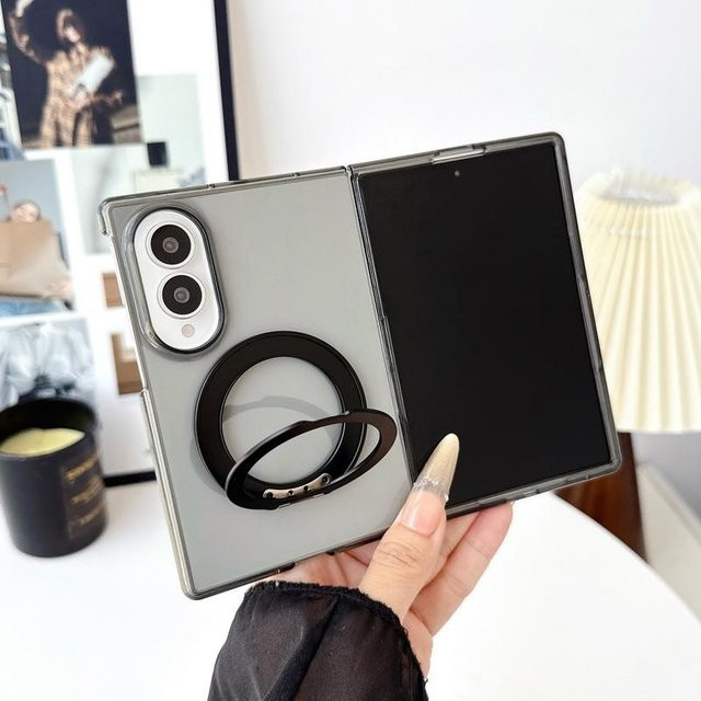 Mooshion Magnetische Schutzhülle aus Metall mit drehbarem Standfuß für Samsung Galaxy Z Fold 8 Ultra, Z Fold 7, Z Fold 6 und Z Fold 5, Transparent - Bild 1