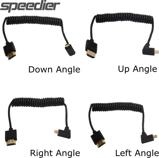 SPEEDIER Mini-HD auf HD-Spiralkabel HDMI Datenkabel Schwarz, Länge: 30 cm - Bild 1