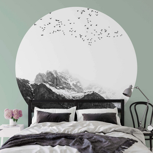 K&L Wall Art Vliestapete Runde Vliestapete Kubistika Alpen Berge Natur, mehrfarbig, matt, B: 153 cm, H: 140 cm - Bild 2