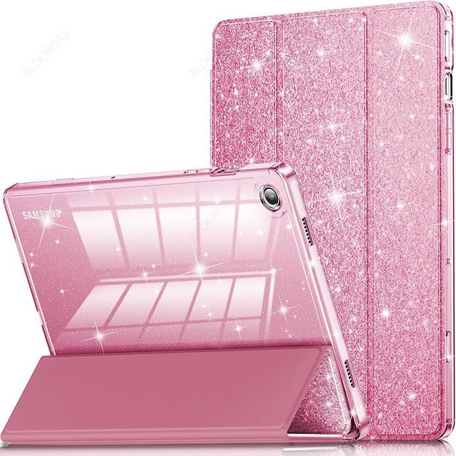 Smart Sparkling Cover Hülle mit Stifthalter für Samsung Galaxy Tab S9, S10, S9 FE, A11 und A9 Plus in Pink - Bild 1