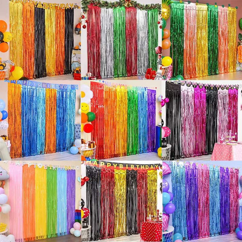 6er Set Folien-Fransenvorhang von youyouhuan in Multicolor, Höhe: 200 cm, ideal als Party-Dekoration für Halloween, Weihnachten, Geburtstage oder Hochzeiten - Bild 1