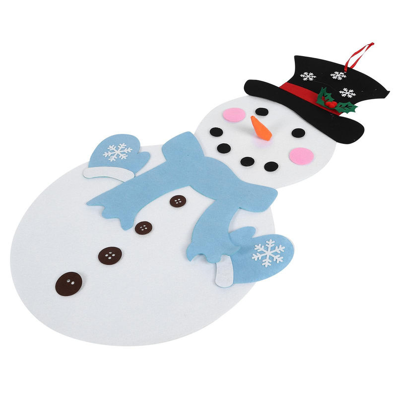TOMTOP JMS DIY Filz Schneemann Bastelset für Kinder als hängende Weihnachtsdekoration in Weiß und Mehrfarbig mit blauem Schal - Bild 5