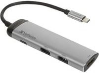 Verbatim USB-C Multiport-Hub Dockingstation mit HDMI 4K UHD, 2x USB-A 3.0 und USB-C in Schwarz und Silber - Bild 2