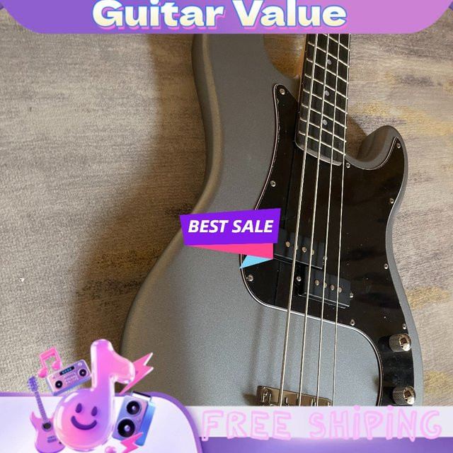 MENGJUE P-Bass Gitarre in Silbergrau mit zwei Split-Humbucker-Tonabnehmern - Bild 1