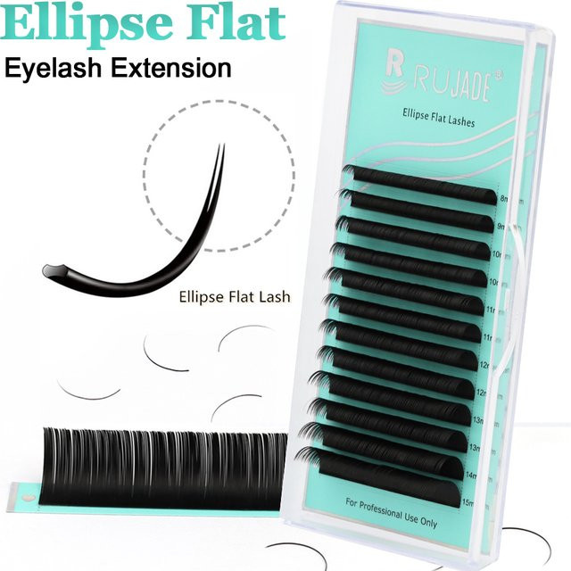 RUJADE Ellipse Flat Lashes Faux Nerz Wimpernverlängerungen, Black, Matt - Bild 1