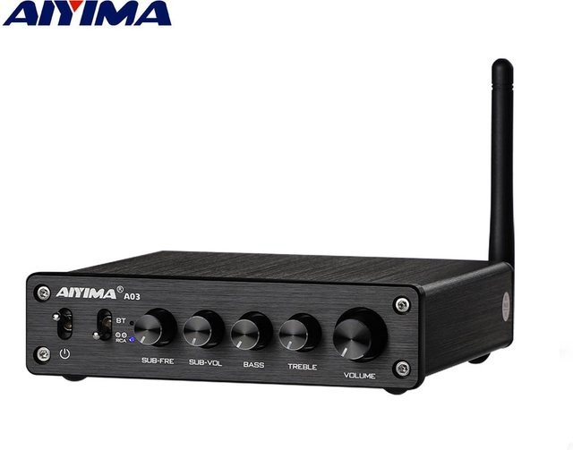 AIYIMA A03 Bluetooth 2.1 HiFi Digital Audio Verstärker mit TPA3116D2 Chip, Schwarz - Bild 1