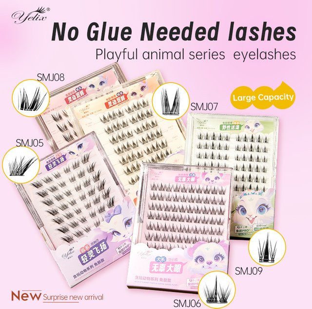 Yelix Selbstklebende Cluster-Wimpern, Katzenaugen-Wimpern, Unisex - Bild 1