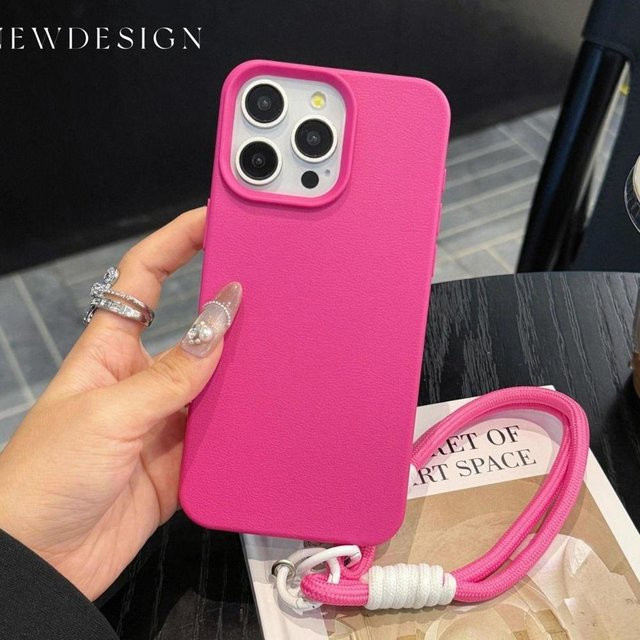 Yiran Bag Stoßfeste Silikon-Lederhülle mit Umhängeband für iPhone 16 15 14 13 12 11 Pro Max Plus in Grau - Bild 1
