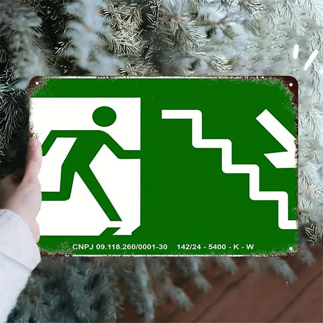 DDPNKL Notausgangsschild mit Laufender-Figur und Treppensymbol in Grün, B/H: 30,0 x 20,0 cm - Bild 1